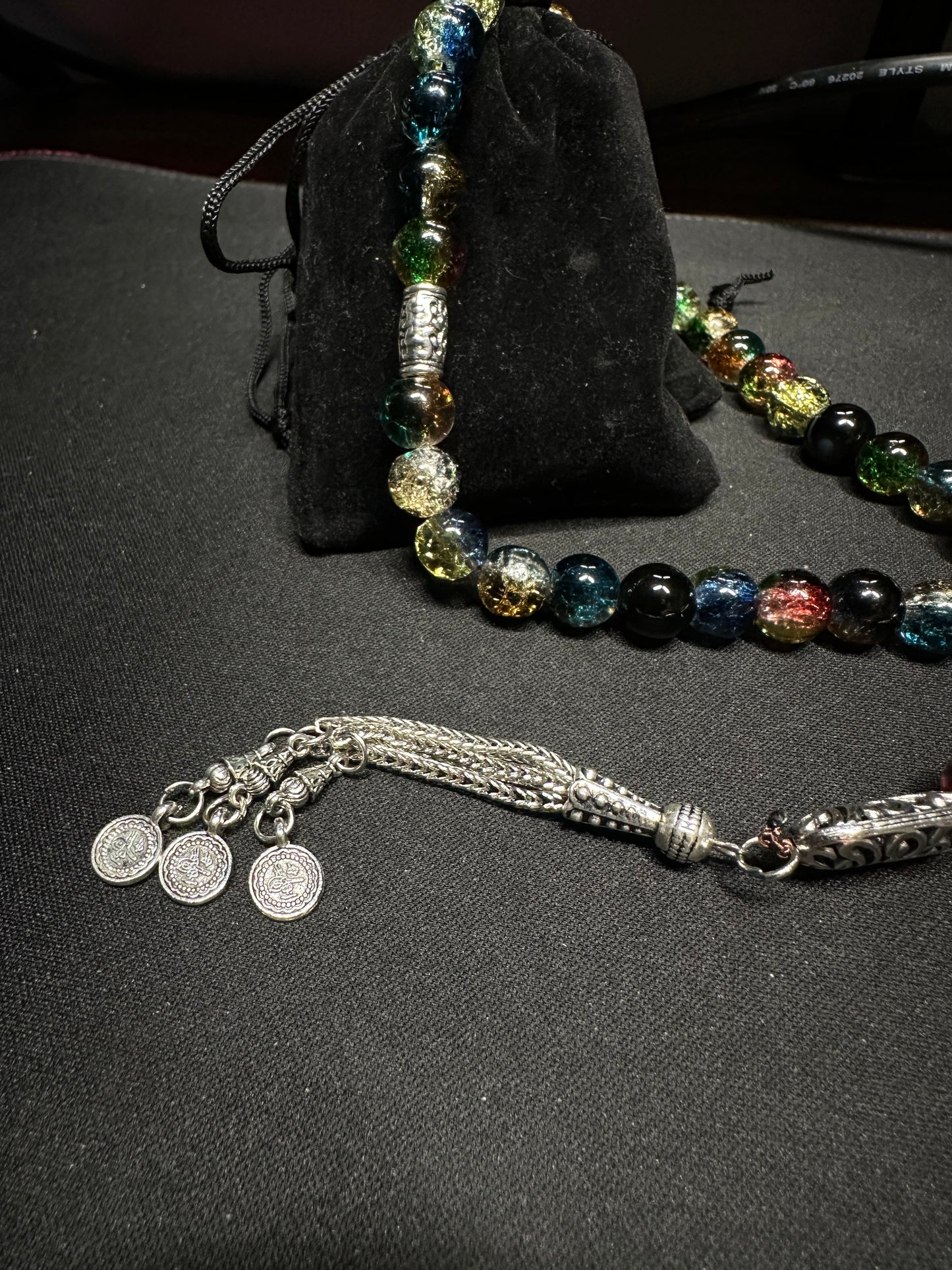 Handmade Tasbih 33 Beads Glass Stones