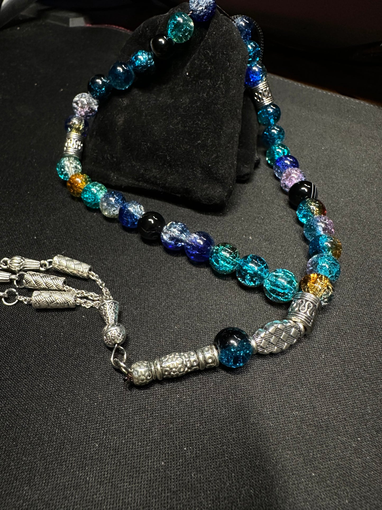 Handmade Tasbih 33 Beads Glass Stones