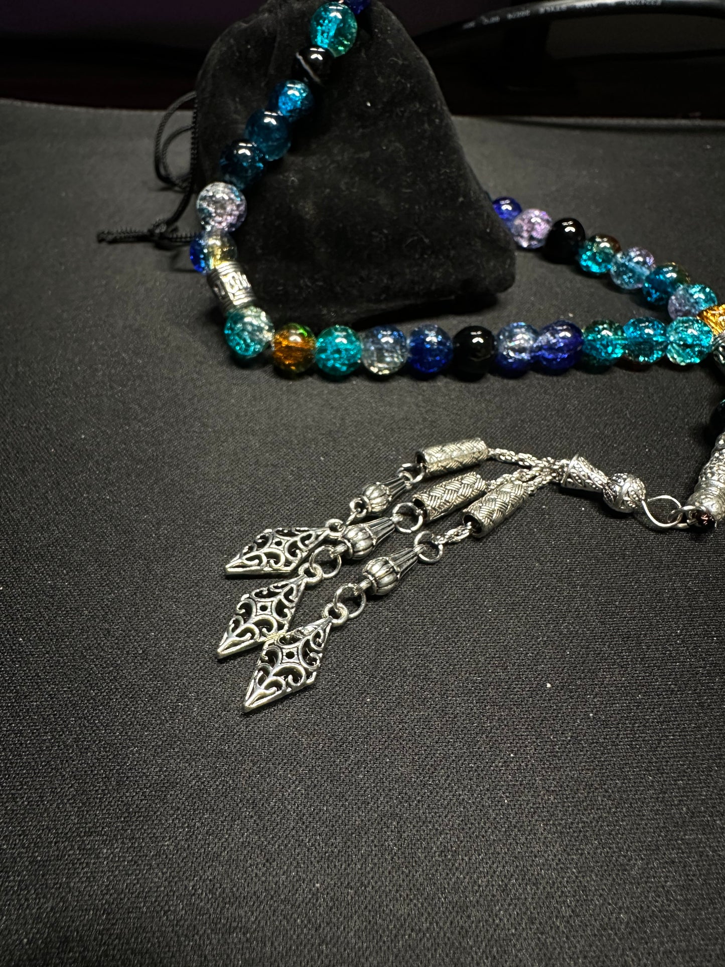 Handmade Tasbih 33 Beads Glass Stones