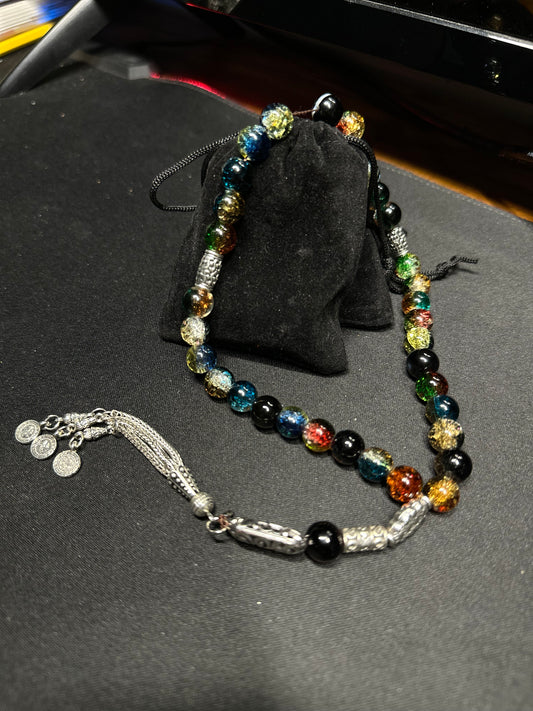 Handmade Tasbih 33 Beads Glass Stones